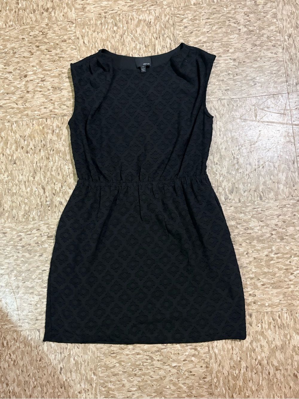 Greylin Black Sleeveless Textured Midi Dress